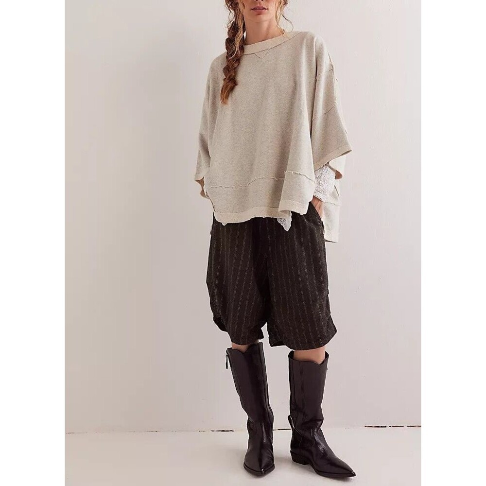 Free People We The Free Cityscape Pullover Top Oversized Cotton XS 276940